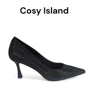 Cosy Island EternalPace Black Diamond Pointed Toe Heeled Pump‎ Size 8.5 ☆